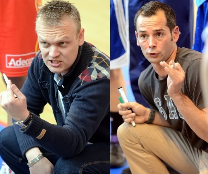 Les matchs entre le BLMA et le Pays d'Aix version "jeunes" sont aussi l'occasion d' "affrontements" entre deux excellents coachs: Damien LEROUX (à gauche) et Thomas CANARD (à droite)