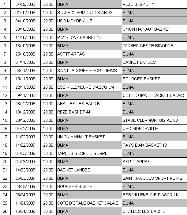 LFB: le calendrier complet!